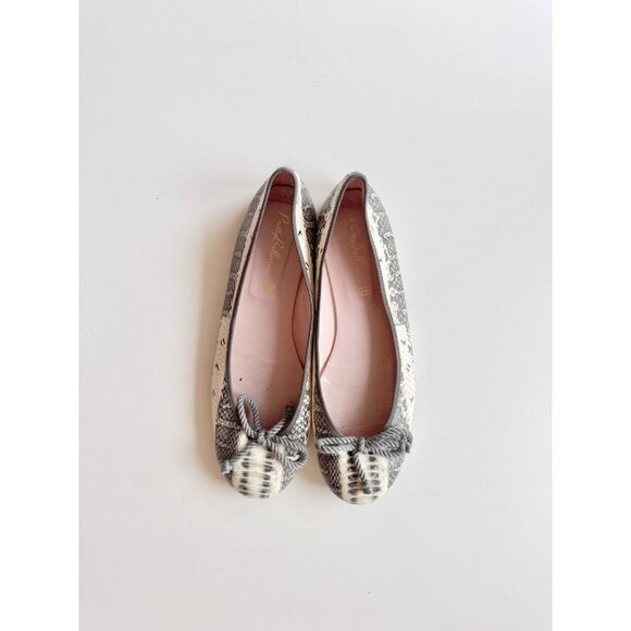 PRETTY BALLERINAS Rosario Sand Snake Embossed Leather Ballet Flats, Size 42 - Picture 2 of 14